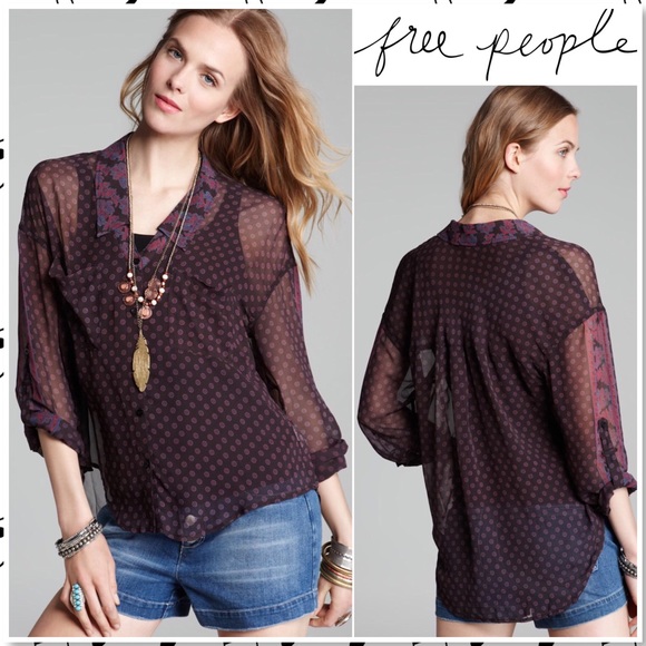 Free People Tops - ⬇️$38 Free People Georgette Easy Rider Button Top